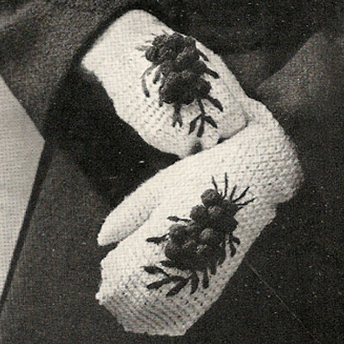 Cherry Mittens Vintage Crochet pattern