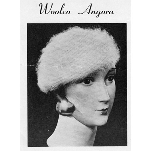 Angora Crochet Beret Pattern, Vintage 1950s