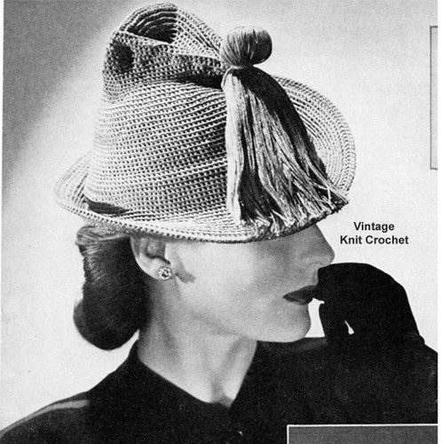 Vintage Brimmed Hat Crochet Pattern, 1940s