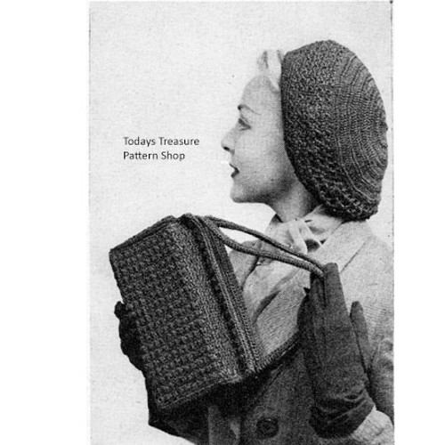 Crochet Beret Pattern with Handbag