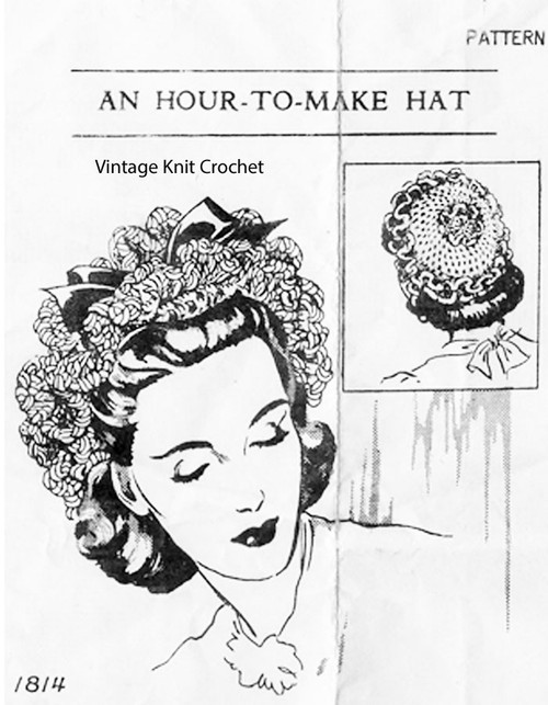 Easy Crocheted hat Pattern, Mail Order 1814