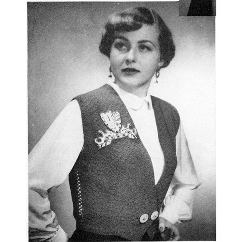Womans Shaped Vest Knitting Pattern, Vintage 1940s
