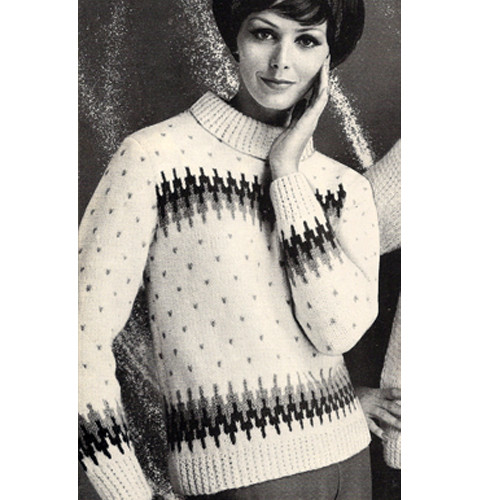 Indian Border Turtleneck Sweater 