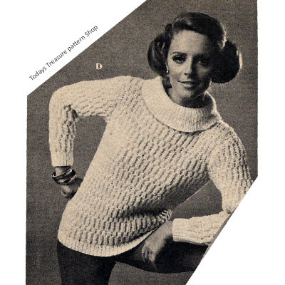 Long Turtleneck Pullover Knitting Pattern