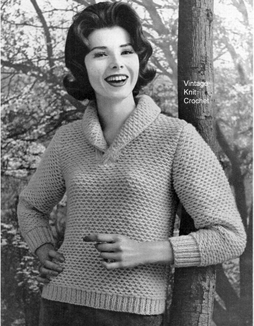 Knitted Honeycomb Sweater Pattern, V-Neck Collar