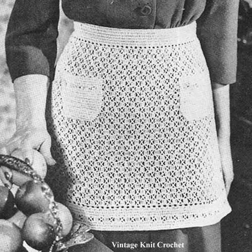 Crochet Half Apron Pattern in Lace Stitch, Vintage 1950s