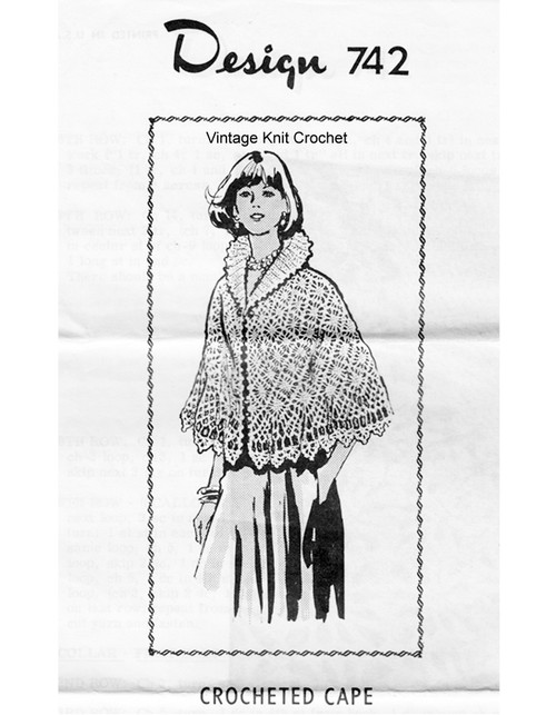 Crochet Cape Pattern, Spiderweb Stitch, Mail Order Design 742