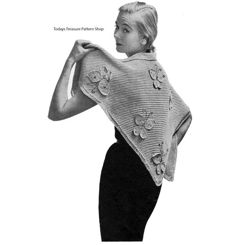 Crochet Butterfly Stole Pattern, Vintage 1960s