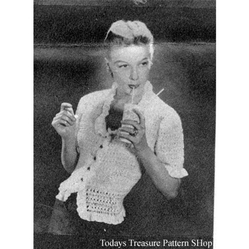 Vintage 1930s Crochet Ruffled Blouse Pattern 