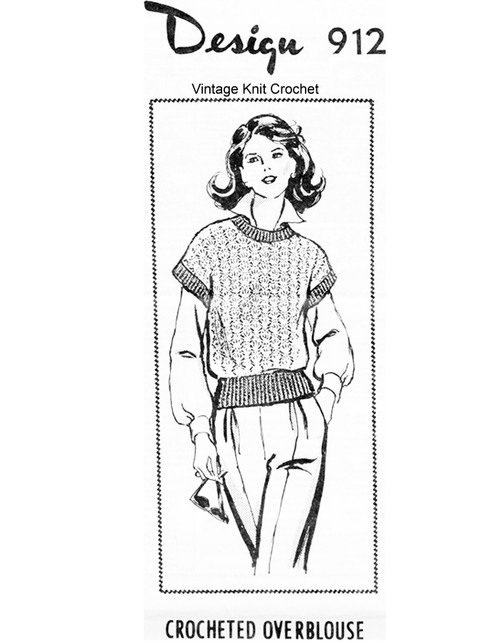 Crochet Pullover Blouse pattern, Mail Order Design 912