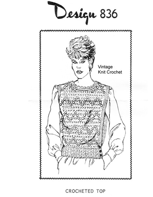 Popcorn Crochet Top Pattern, Mail Order 836
