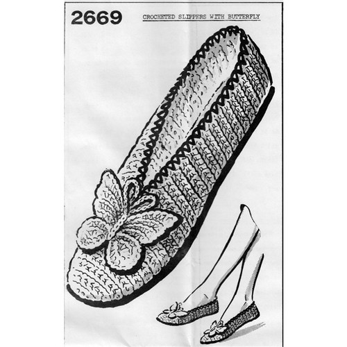 Mail Order Design 2669, Crochet Slippers Pattern 