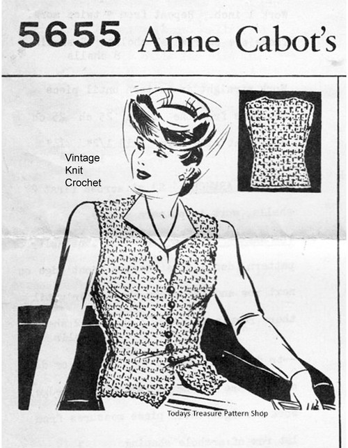 Womans Vintage Crochet Vest Pattern No 5655