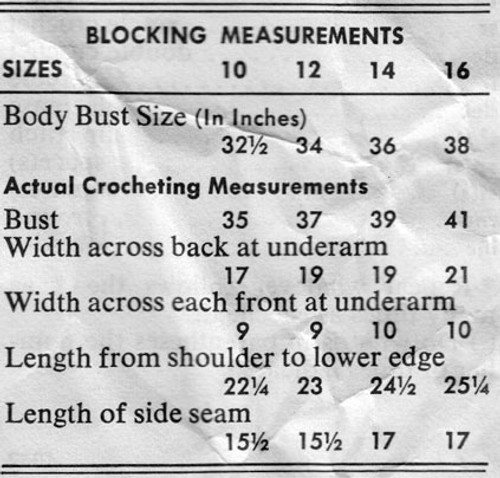 Crochet Vest Blocking Charts