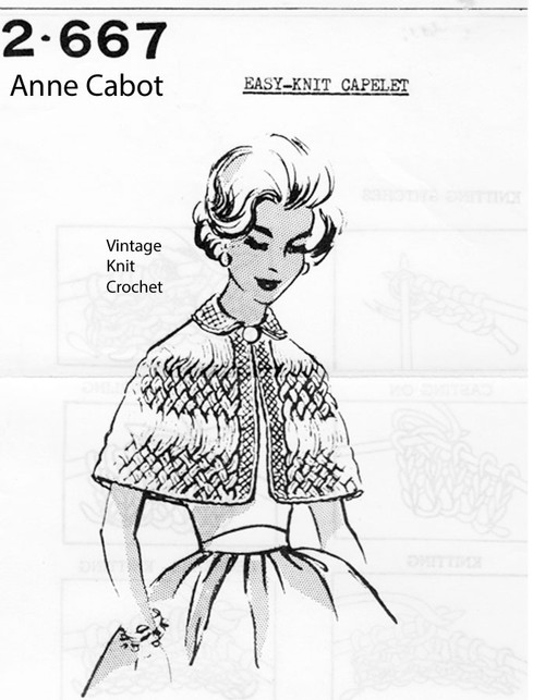 Knitted Capelet Pattern, Cable Stripes, Anne Cabot 2667