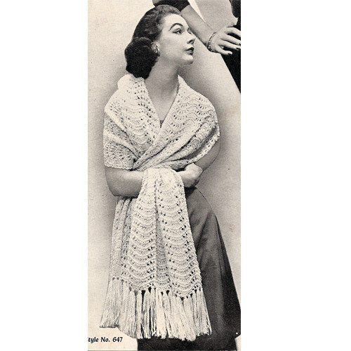 Vintage Feather Fan Stole Knitting Pattern 