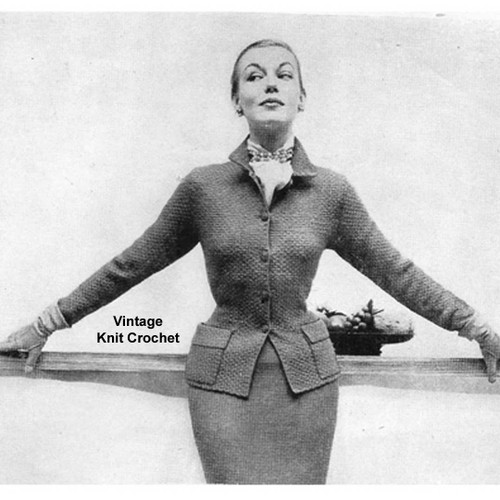 Vintage Knitted Suit Jacket Pattern, Nipped Waist