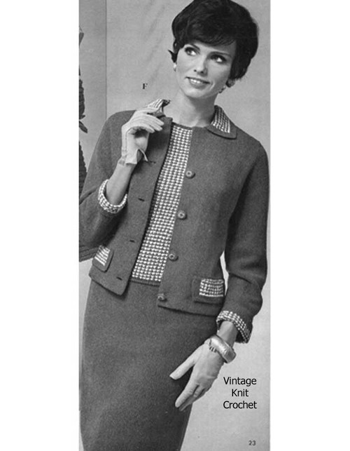 Vintage Knitted Suit Pattern, Jacket Skirt Shell
