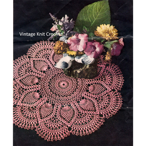 Pineapple Shell Crochet Doily Pattern in Pink Thread
