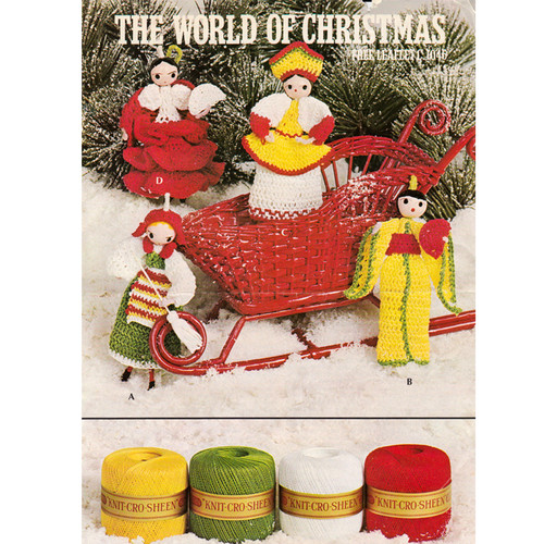 Free Crochet Dolls Pattern, Christmas Ornaments Leaflet 1046 