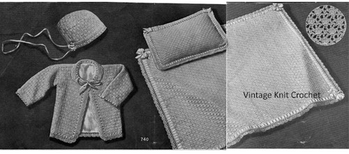 Vintage Crochet Baby Layette in Perlette Yarn