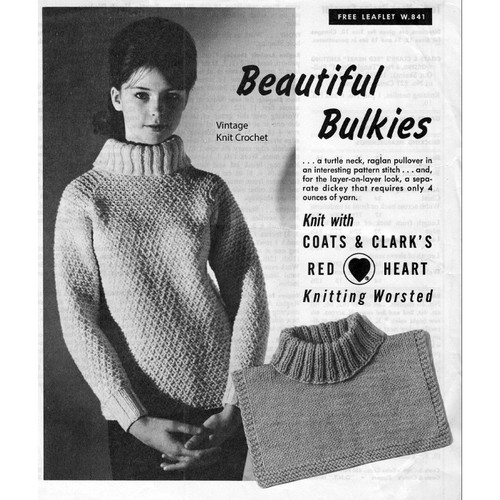 Knitted Bulky Sweater Pattern Leaflet W-841