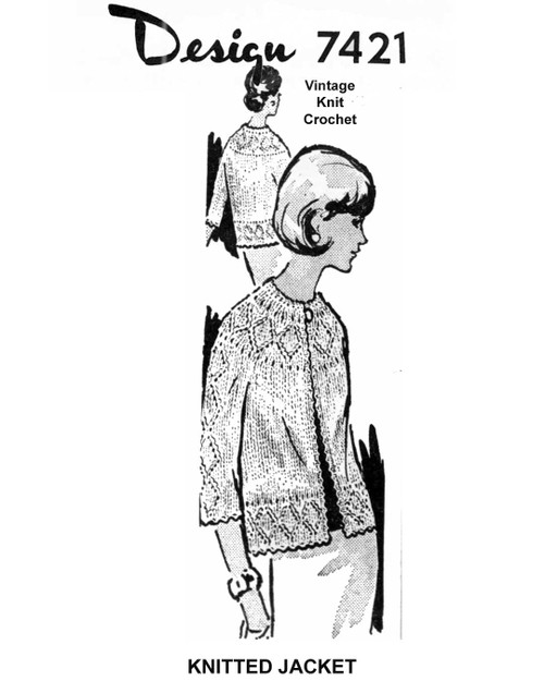 Womans Knitted Jacket Pattern, Mail Order Design 7421