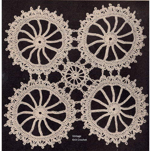 Wagon Wheels Crochet Medallion Pattern, Vintage 1940s