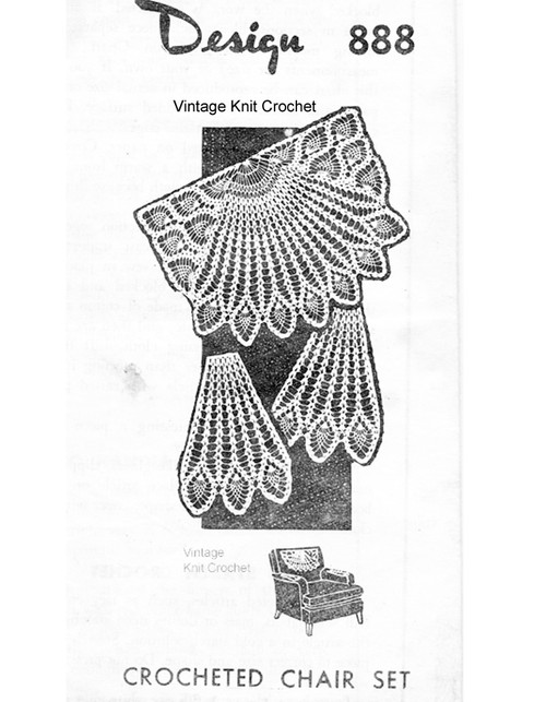 Crochet Pineapple Bell Chair Set Pattern, Mail Order 888