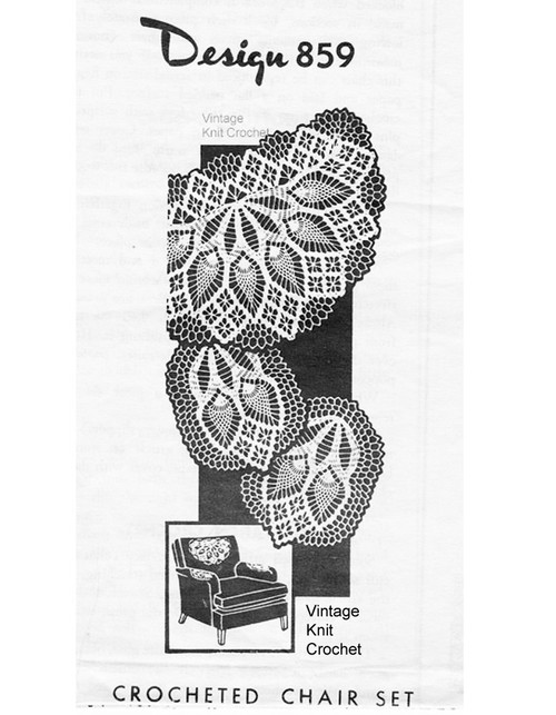 Pineapple Crocheted Chair Doily Pattern, Mail Order Design 859
