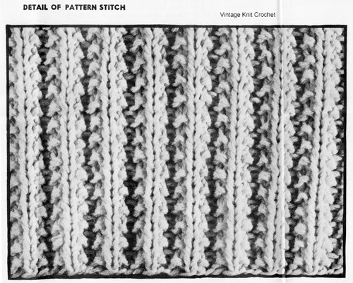 Big Needle Pattern Stitch Illustration for Knitted Jacket Design 7263