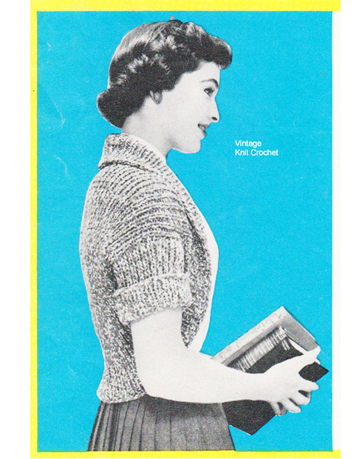 Easy Knitted Shrug Pattern, Vintage 1950s