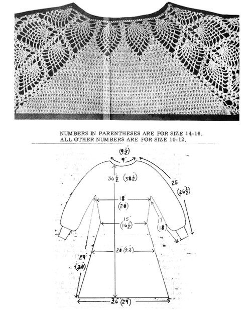 Pineapple Yoke Dress Crochet Pattern Illustration