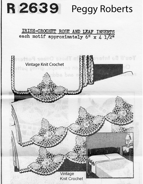 Irish Rose Crochet Insert Pattern, Peggy Roberts 2639