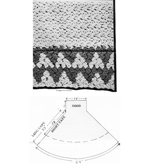 Crochet Cape Pattern Illustration for Design 7231