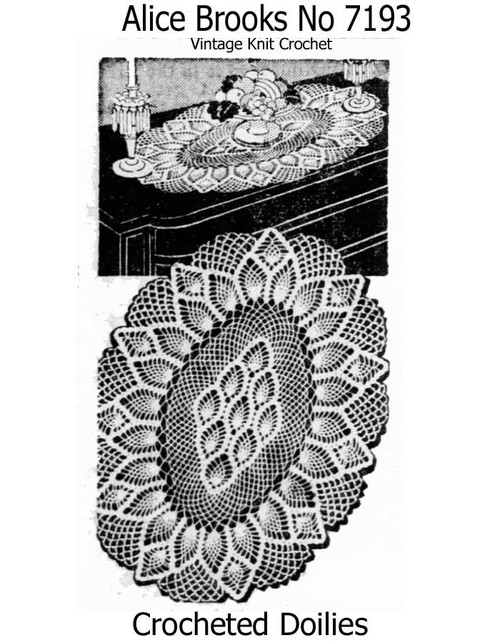 Oval Crochet Pineapple Doily Pattern Mail Order Design 7193