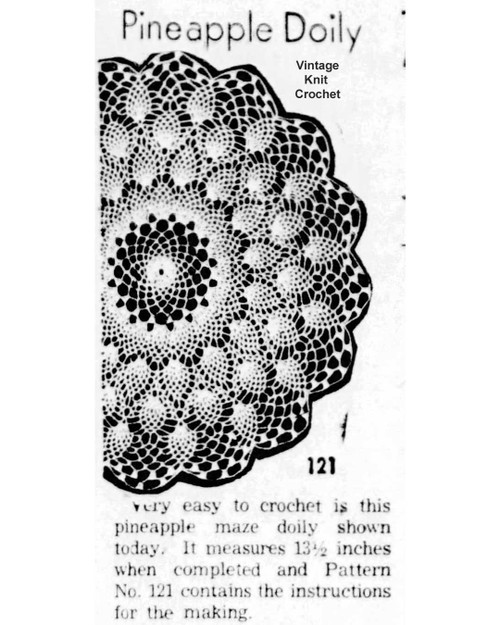 Pineapple Maze Crochet Doily Newspaper Advertisement, Martha Madison 121