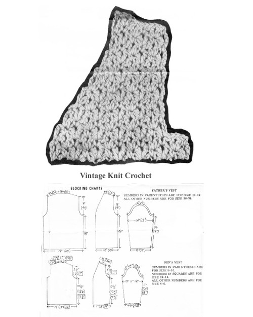Mans Crochet Vest Layout Chart for Design 7185