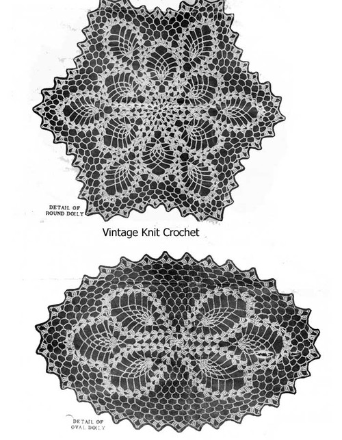 Oval Octagon Crochet Pineapple Doilies Pattern, Alice Brooks 7315