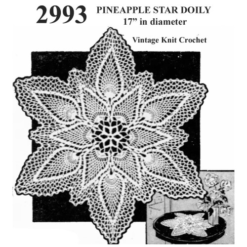 Star Crocheted Doily with Pineapple Border No 2992