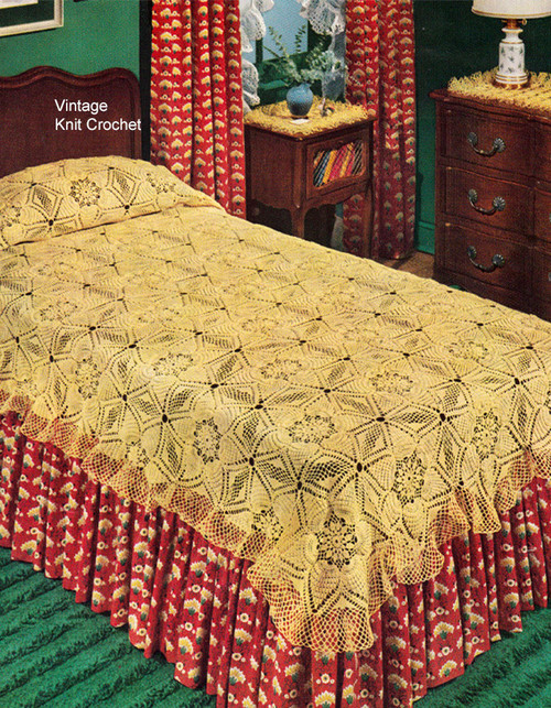 Pineapple Flower Crochet Bedspread Pattern S-244