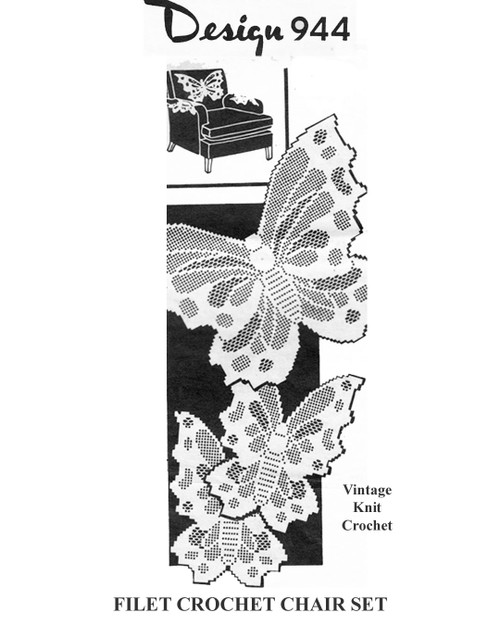 Filet Butterfly Chair Doily pattern set Design 944