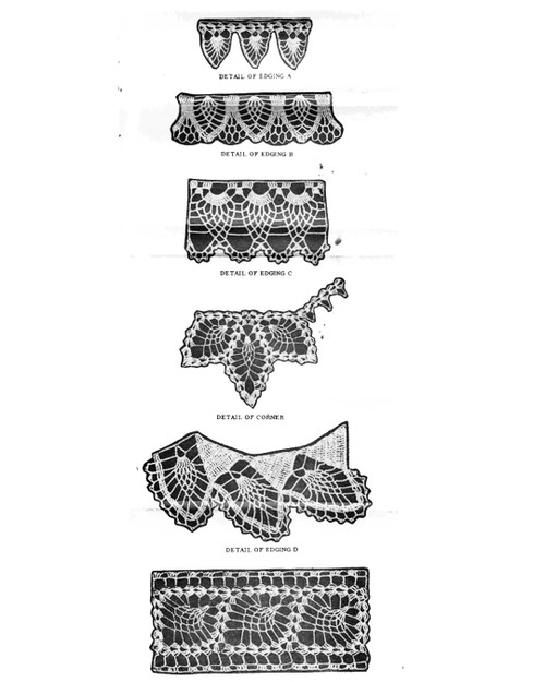 Pineapple Edgings Crochet Pattern Alice Brooks Design 7263