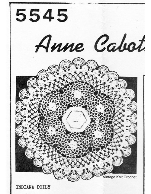 Crochet Flower Rosette Doily Pattern, Anne Cabot 5545