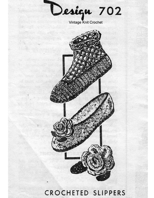 Crochet Slippers Pattern, Boots, Mail Order 702