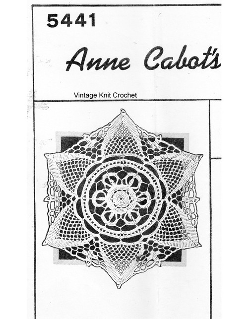 Crocheted Snowflake Doily no 6 Pattern, Anne Cabot 5441