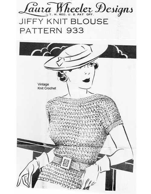Vintage 1930s Knitted Blouse Pattern, Laura Wheeler 933