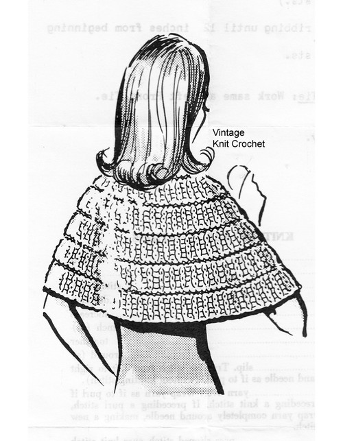 Elbow length capelet knitting pattern, Anne Cabot 5564