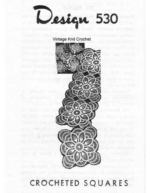 Square Pineapple Crochet Doily Pattern, Mail Order 530