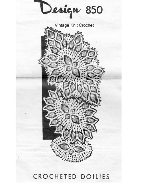 Pineapple border crochet doilies pattern, Mail Order Design 850